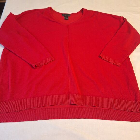 Lane Bryant Bright Red V Neck Pullover Sweater Bold Colorful Classic Size 26/28 - Picture 8 of 8